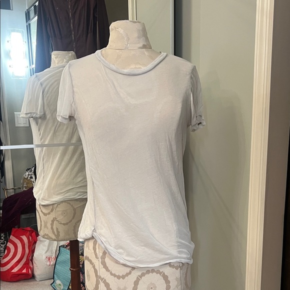 All Saints sheer Classic White Short Sleeve Tee - Picture 1 of 3